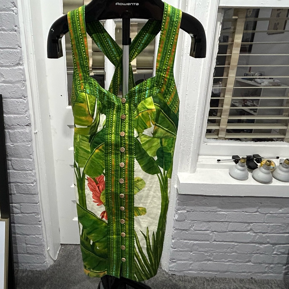 Farm Rio fresh forest scarf mini dress